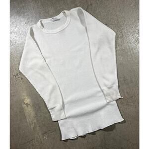 Vintage 60s J.E. Morgan Cropped Thermal Waffle Knit Shirt White